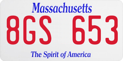 MA license plate 8GS653