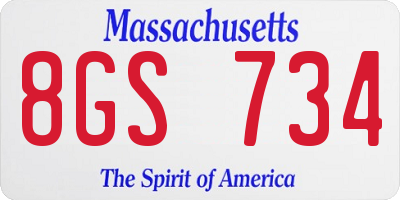 MA license plate 8GS734