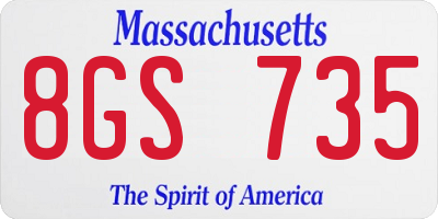 MA license plate 8GS735