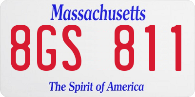 MA license plate 8GS811