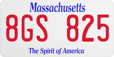 MA license plate 8GS825