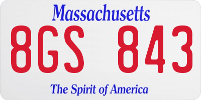 MA license plate 8GS843