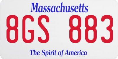MA license plate 8GS883