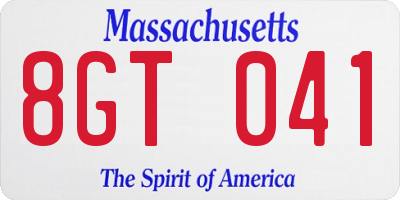 MA license plate 8GT041