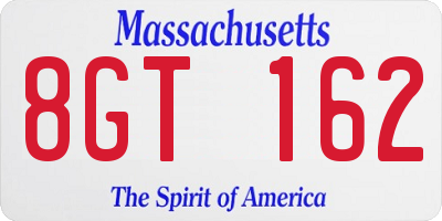MA license plate 8GT162