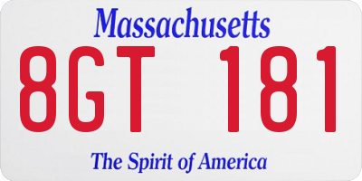 MA license plate 8GT181