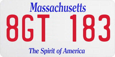 MA license plate 8GT183