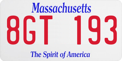 MA license plate 8GT193