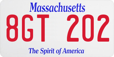 MA license plate 8GT202