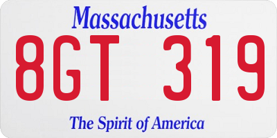 MA license plate 8GT319
