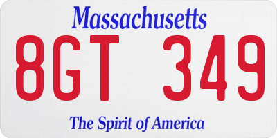 MA license plate 8GT349
