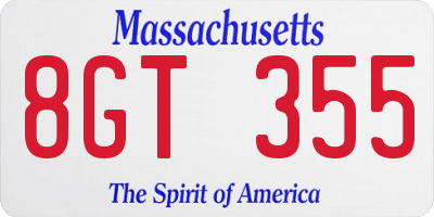 MA license plate 8GT355
