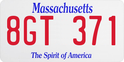 MA license plate 8GT371