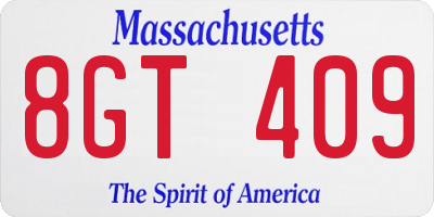 MA license plate 8GT409
