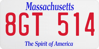 MA license plate 8GT514