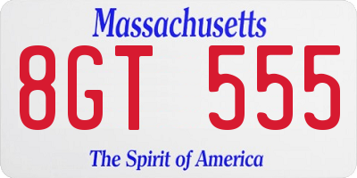 MA license plate 8GT555
