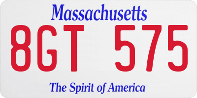 MA license plate 8GT575