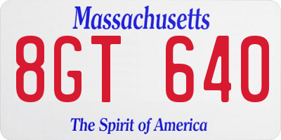 MA license plate 8GT640