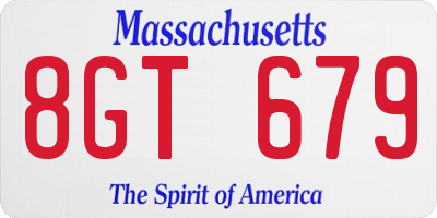 MA license plate 8GT679