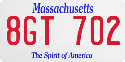 MA license plate 8GT702