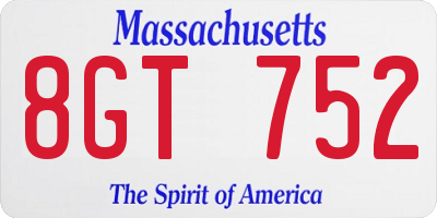 MA license plate 8GT752
