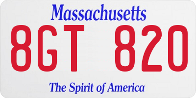 MA license plate 8GT820