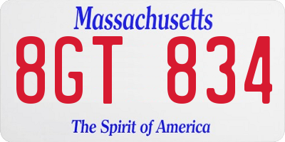 MA license plate 8GT834