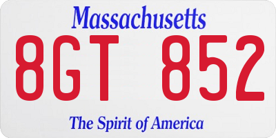 MA license plate 8GT852
