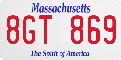 MA license plate 8GT869