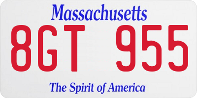 MA license plate 8GT955