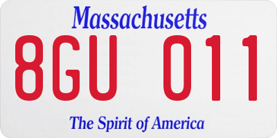 MA license plate 8GU011