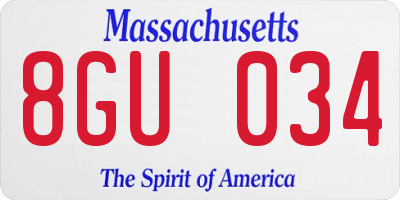 MA license plate 8GU034