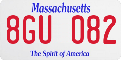 MA license plate 8GU082