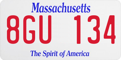 MA license plate 8GU134