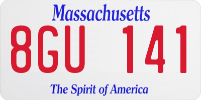 MA license plate 8GU141