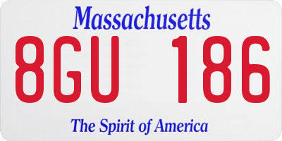 MA license plate 8GU186