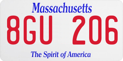 MA license plate 8GU206