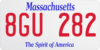 MA license plate 8GU282