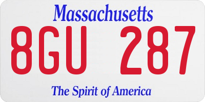 MA license plate 8GU287