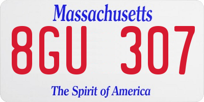 MA license plate 8GU307