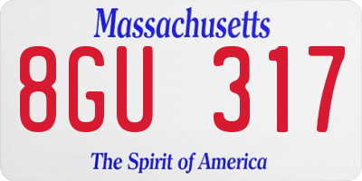 MA license plate 8GU317