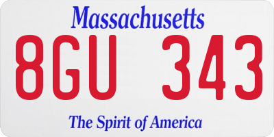 MA license plate 8GU343