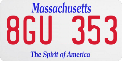 MA license plate 8GU353