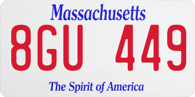 MA license plate 8GU449