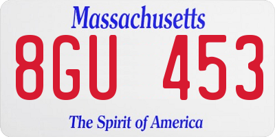 MA license plate 8GU453