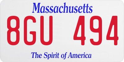 MA license plate 8GU494