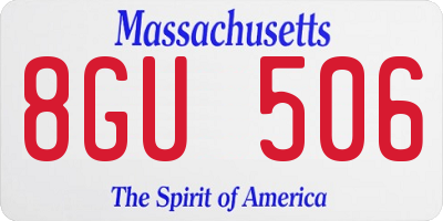 MA license plate 8GU506