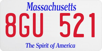 MA license plate 8GU521