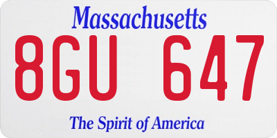 MA license plate 8GU647