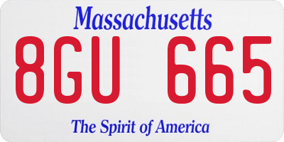 MA license plate 8GU665